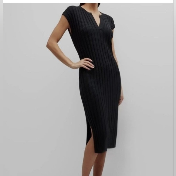 #098 Sz XS Maxi Dress - Freshman1996  Black Ribbed Knit - Picture 10 of 14